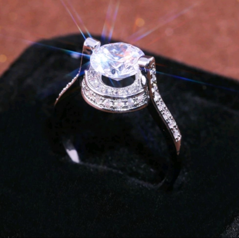 NEW 925 WEDDING RING ROUND CUT WHITE SAPPHIRE - Picture 4 of 4